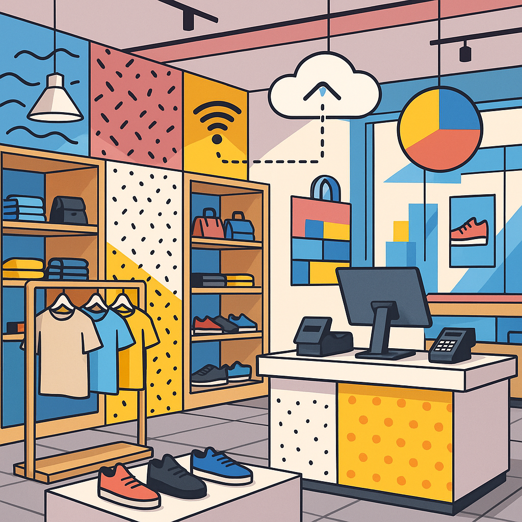 Modern Memphis retail store environment with integ